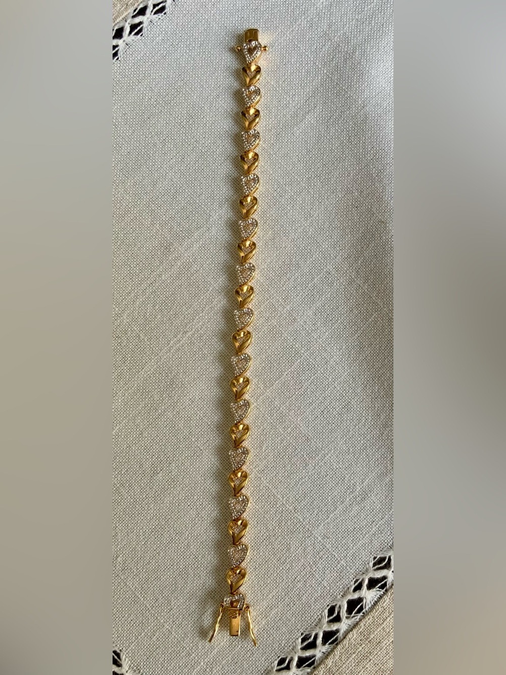 CLOSET CLEAR OUT- JTV 925 Sterling Silver Gold Clad Two Tone Heart Bracelet NWOT - Picture 5 of 9